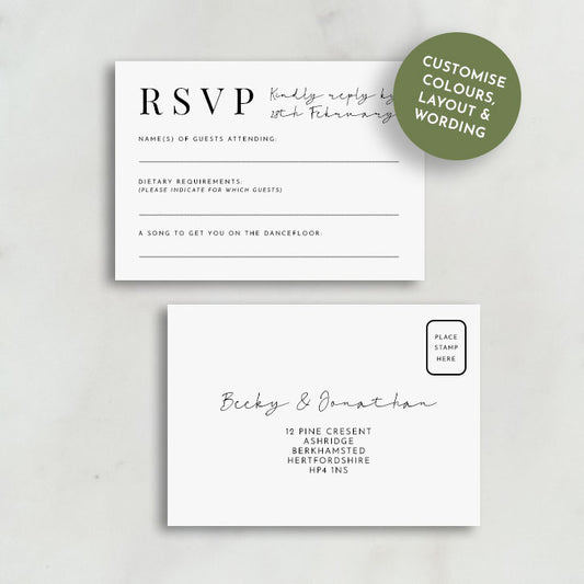 Persephone Wedding Invitation RSVP Postcard