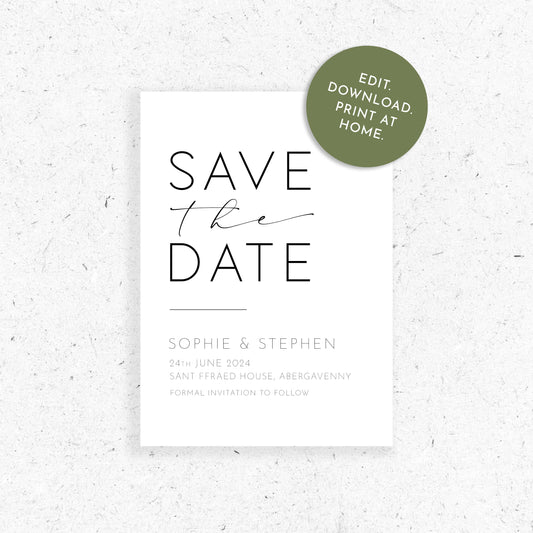 Odite Save the Date | Print at Home Template